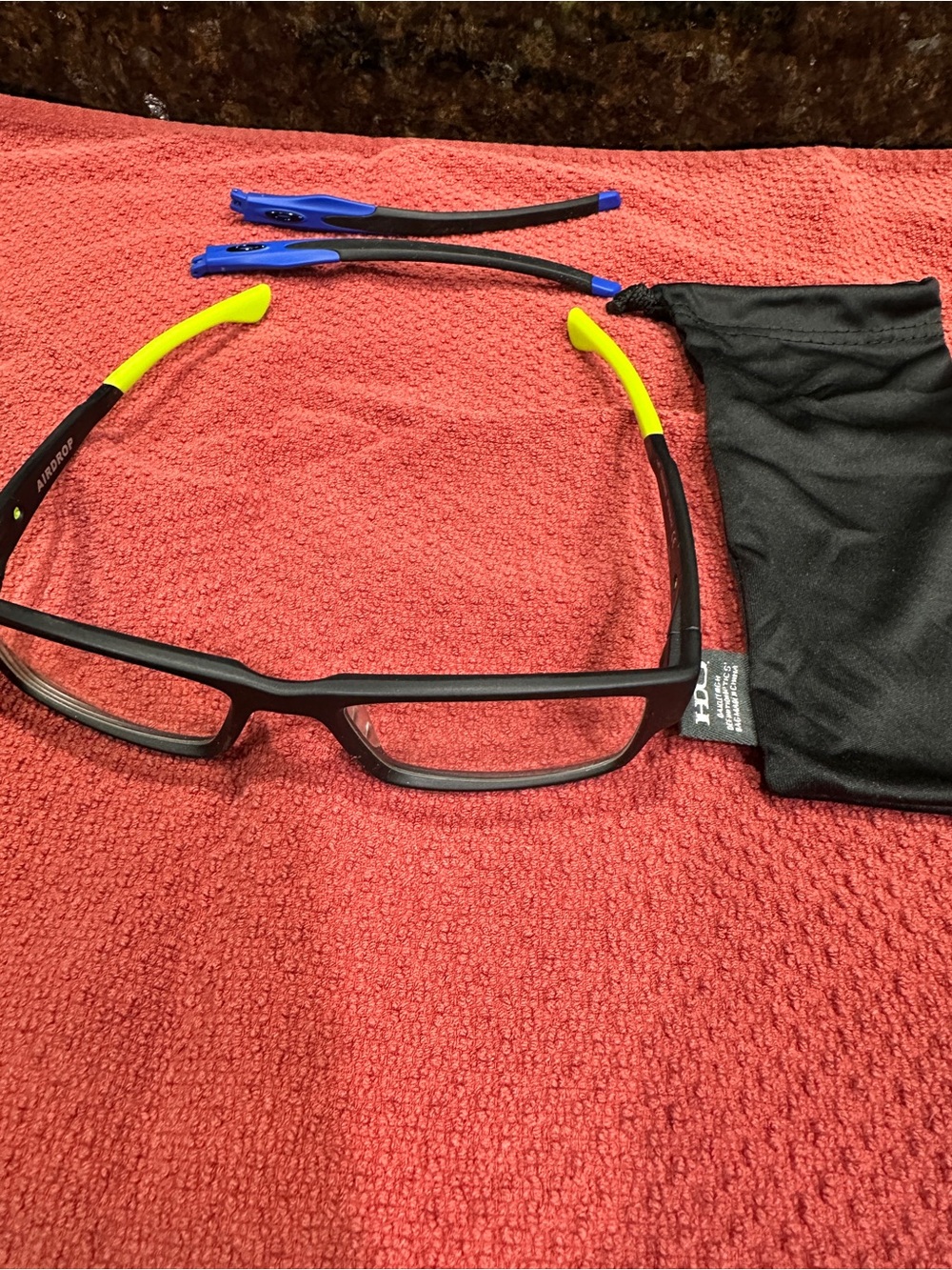 Oakley Airdrop Satin Black Frames with Neon Yellow or Blue Accents